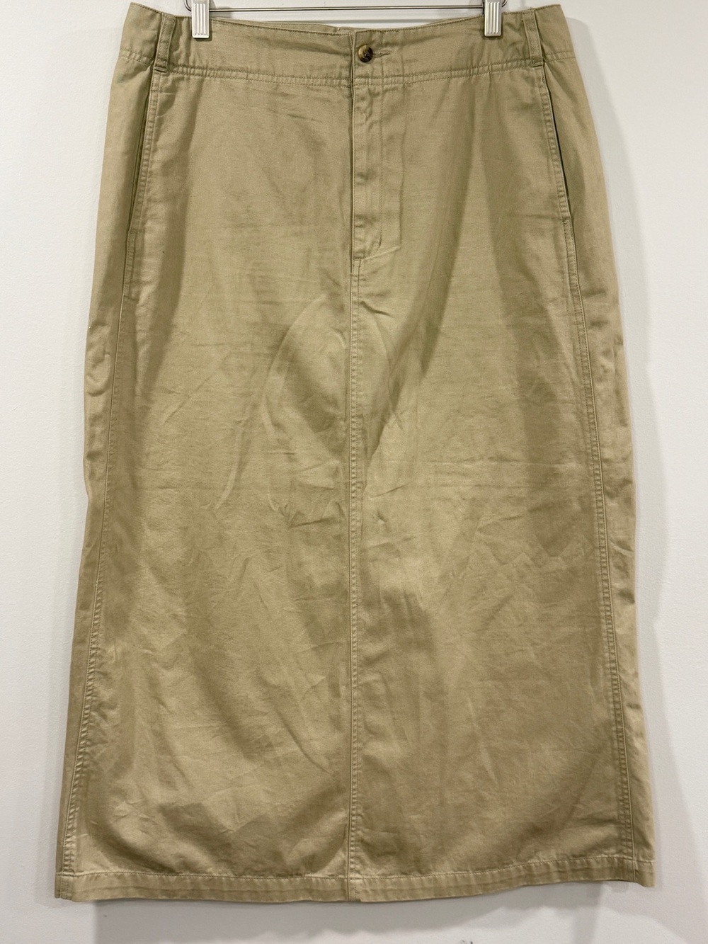 White Stag Womens Khaki Flat Front Maxi Skirt Size 16